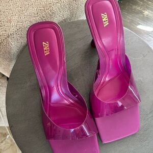 Zara Women's Purple Heeled Sandals